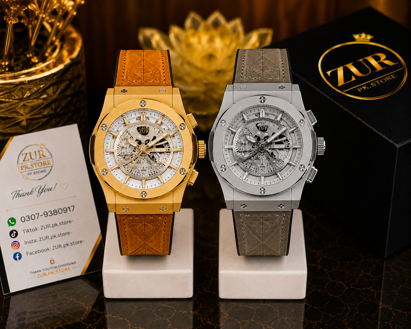 HUBLOT Leather Strap Watch